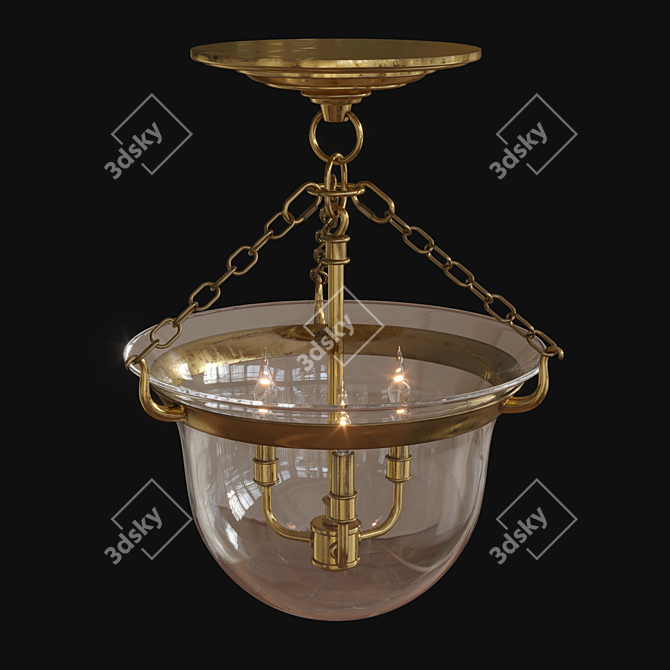 Rustic Elegance Bell Jar Lantern 3D model image 2