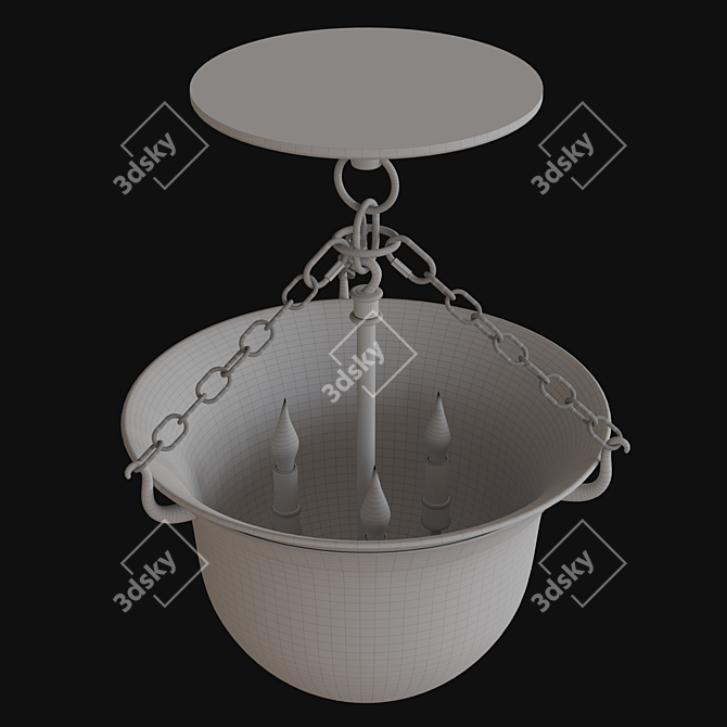 Rustic Elegance Bell Jar Lantern 3D model image 3