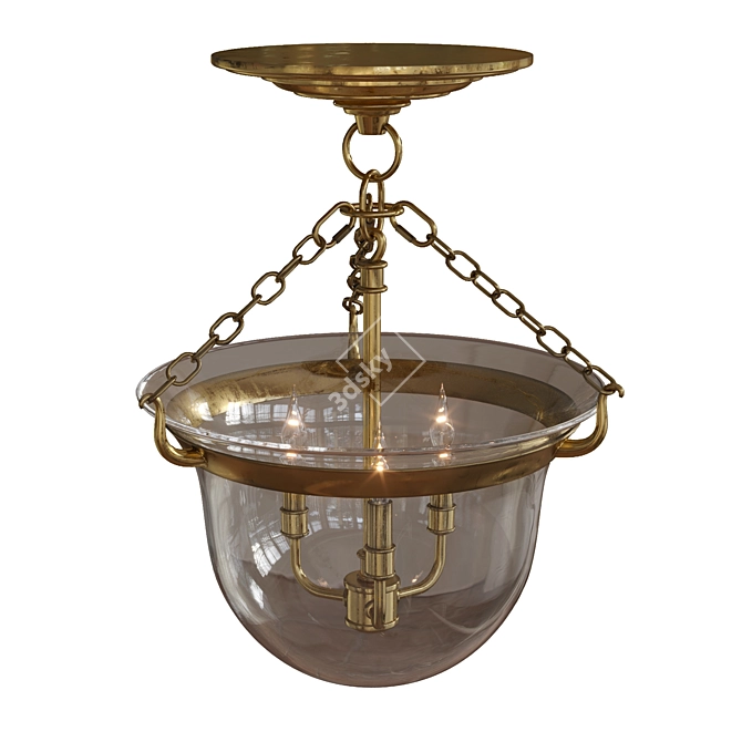 Rustic Elegance Bell Jar Lantern 3D model image 4