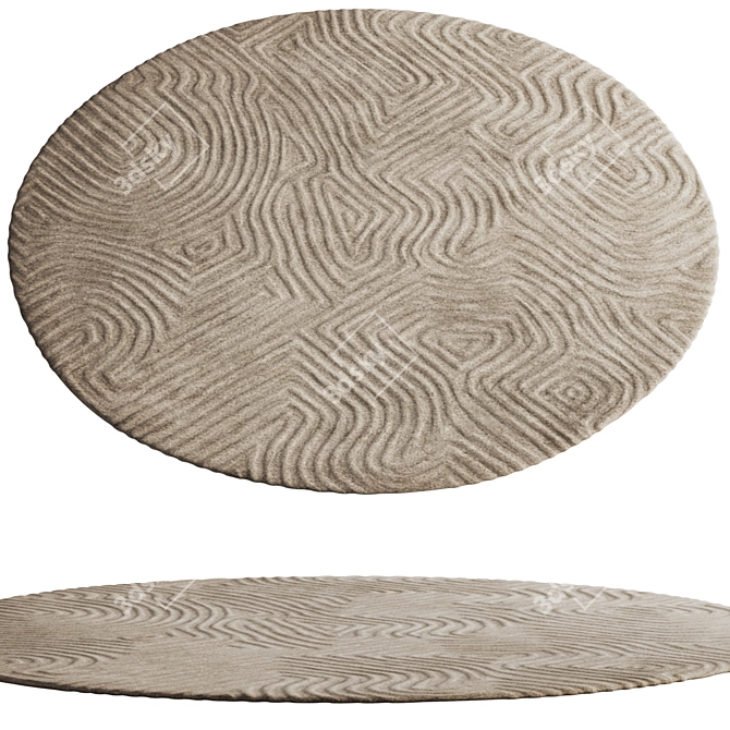 Genesis Maze Beige Round Rug 3D model image 1