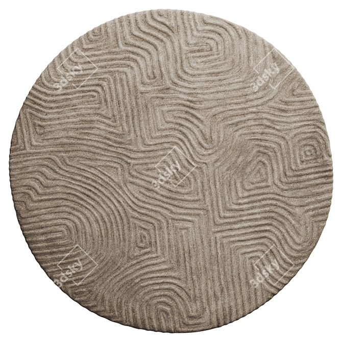 Genesis Maze Beige Round Rug 3D model image 2