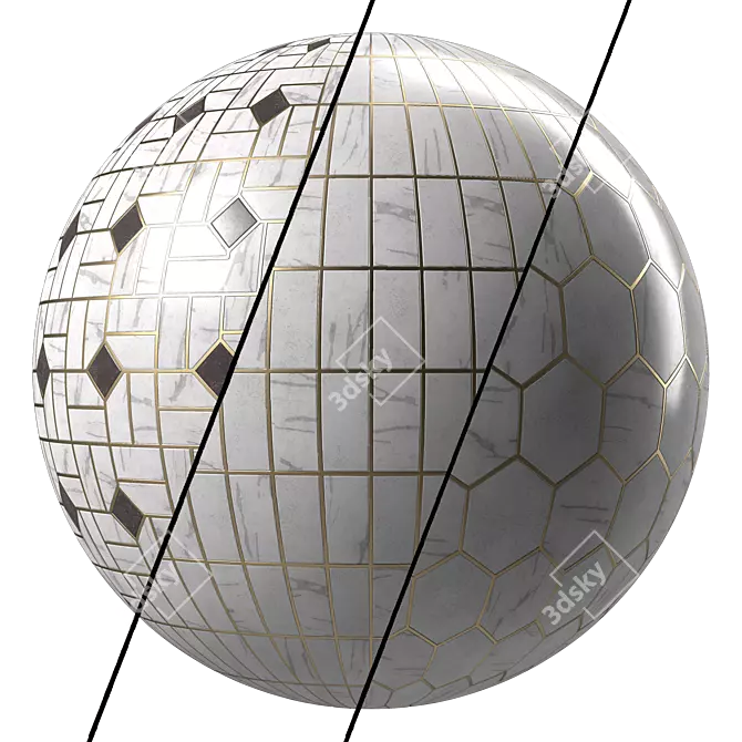 Metal Gap Marble Tile Textures 3D model image 1