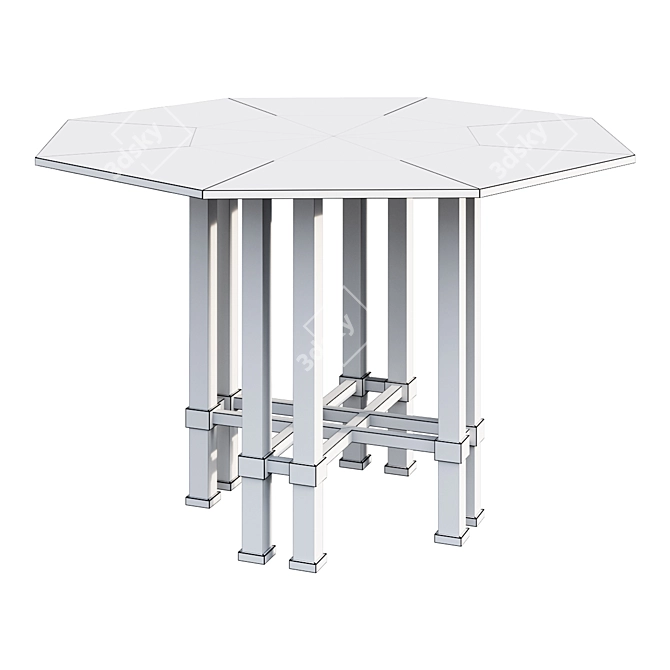 French Lucite Brass Glass Dining Table 3D model image 2