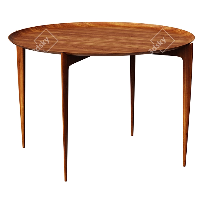 Mid-Century Teak Folding Side Table 3D model image 1