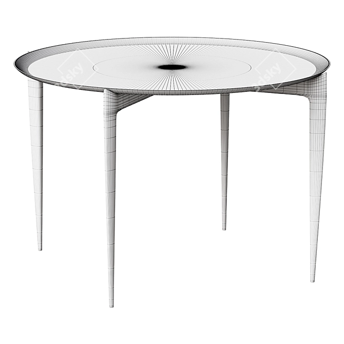 Mid-Century Teak Folding Side Table 3D model image 2