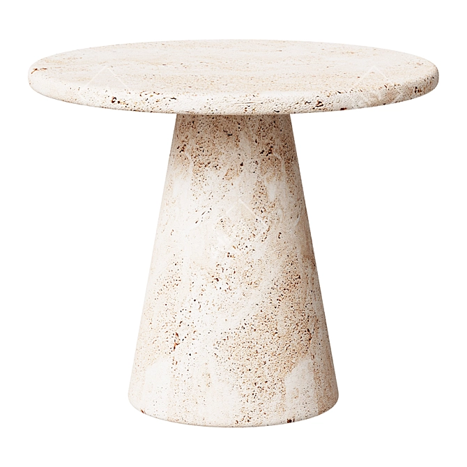 Italian Travertine Circular Side Tables 3D model image 1