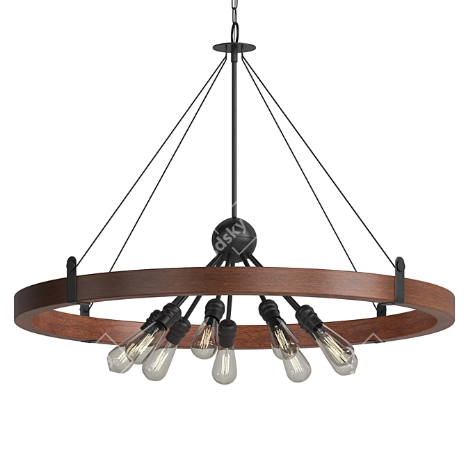 Corona 7 Wooden Chandelier Fixture 3D model image 1