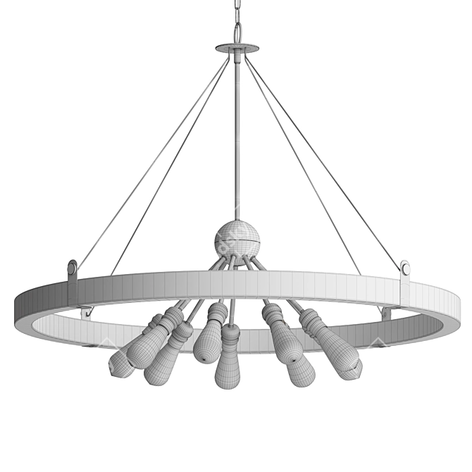 Corona 7 Wooden Chandelier Fixture 3D model image 2