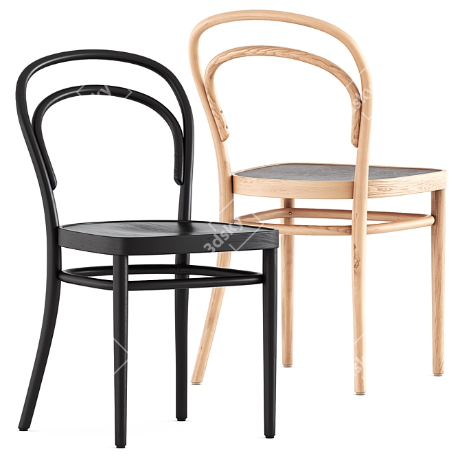 Classic Thonet 214 Chair Oak 3D model image 1