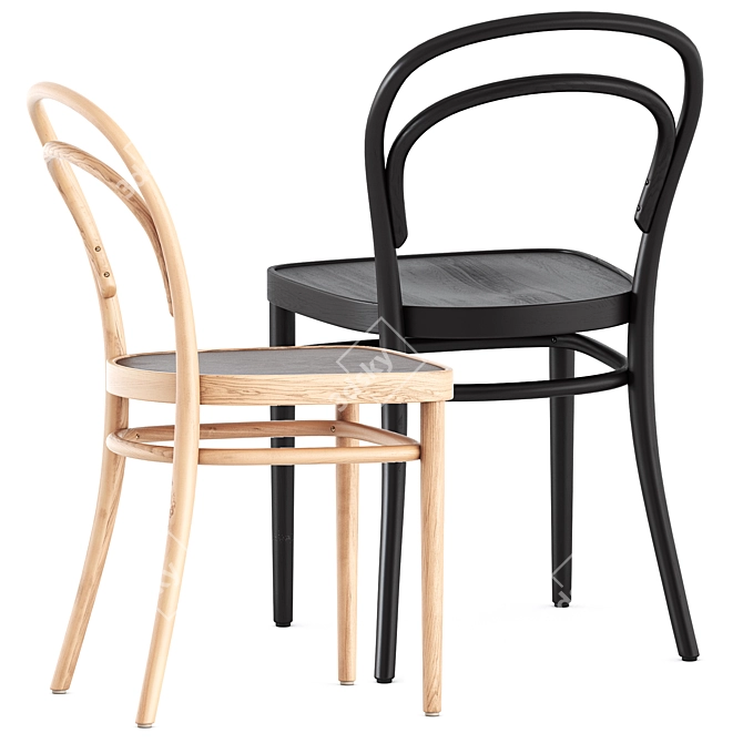 Classic Thonet 214 Chair Oak 3D model image 2