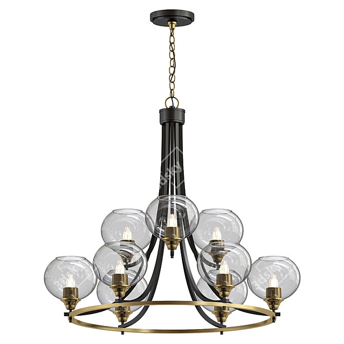 Paramount Matte Black Brass Chandelier 3D model image 1