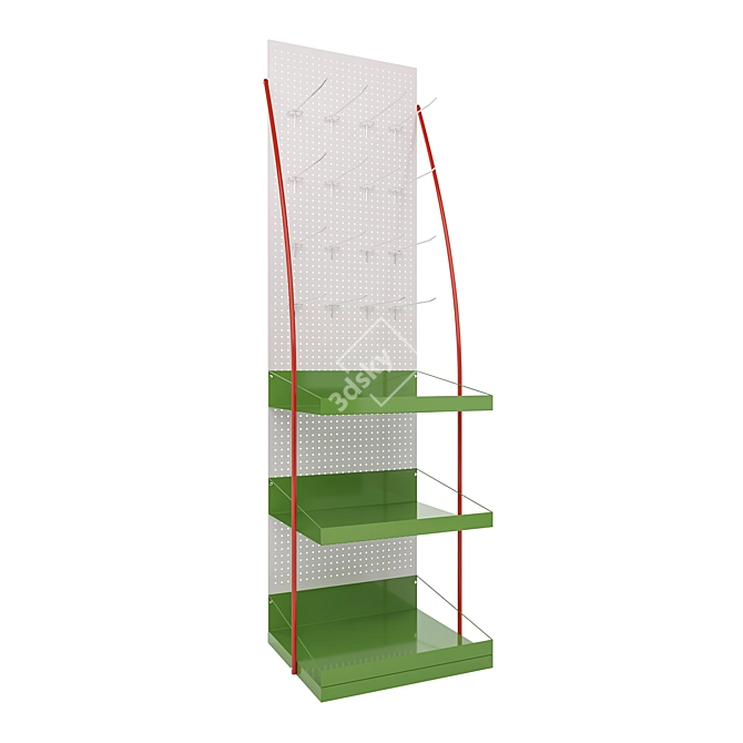 Floor Stand with Hooks, 25-Pocket Display 3D model image 1