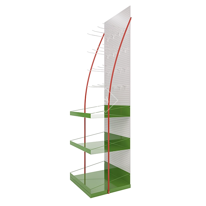 Floor Stand with Hooks, 25-Pocket Display 3D model image 3