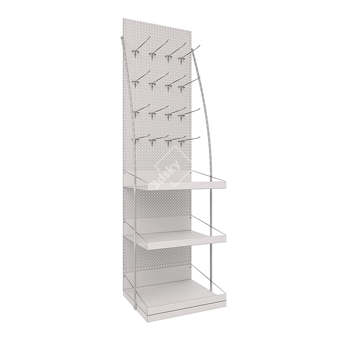 Floor Stand with Hooks, 25-Pocket Display 3D model image 4