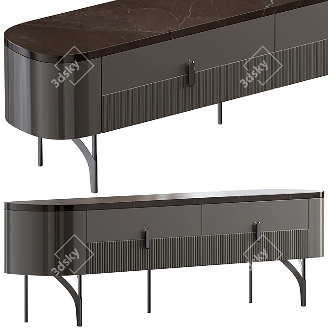 Serra Console: Metal & Marble 3D model image 1