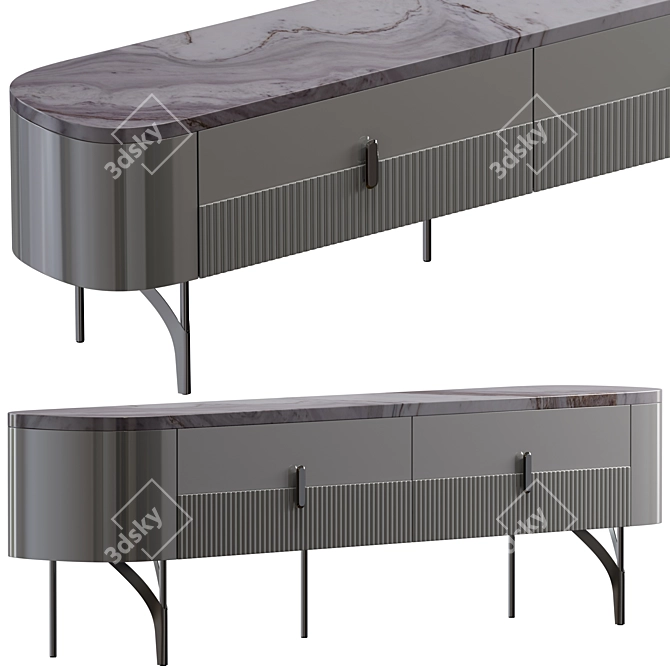 Serra Console: Metal & Marble 3D model image 2