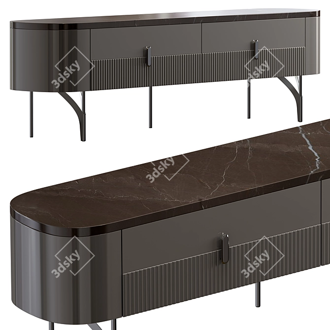 Serra Console: Metal & Marble 3D model image 3