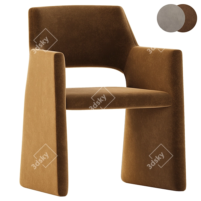 Elegant Grey Faux Mohair Armchair 3D model image 2