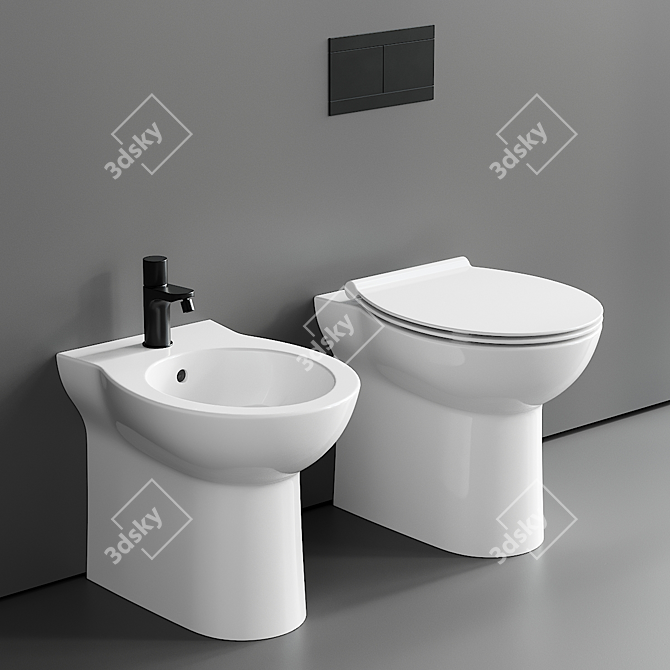 Modern Fast Ceramic Floor Toilet 3D model image 1