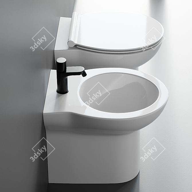 Modern Fast Ceramic Floor Toilet 3D model image 2