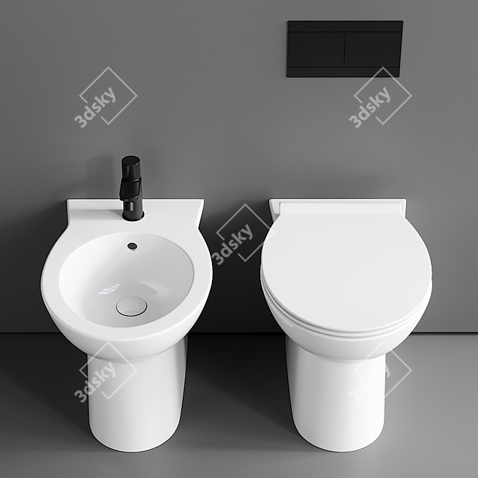 Modern Fast Ceramic Floor Toilet 3D model image 3