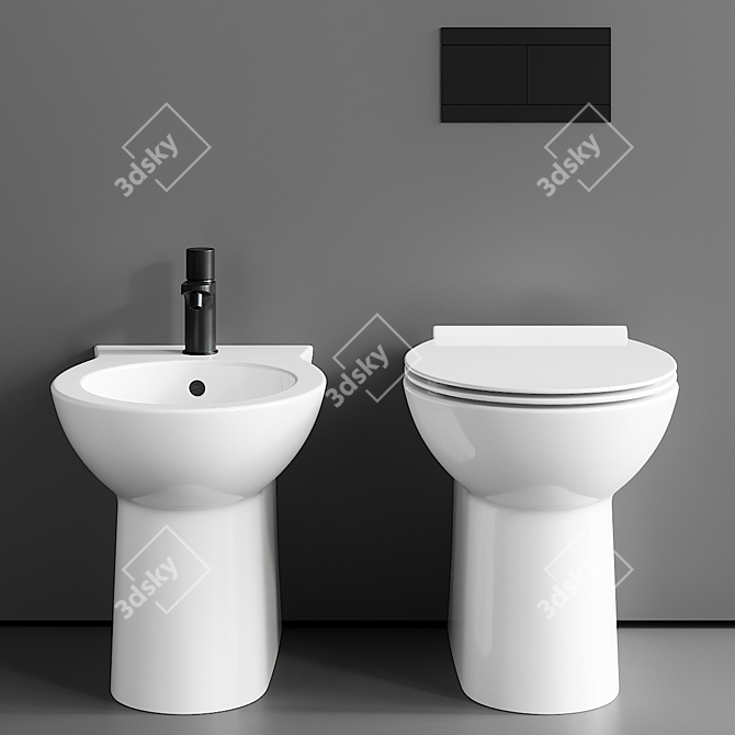 Modern Fast Ceramic Floor Toilet 3D model image 4