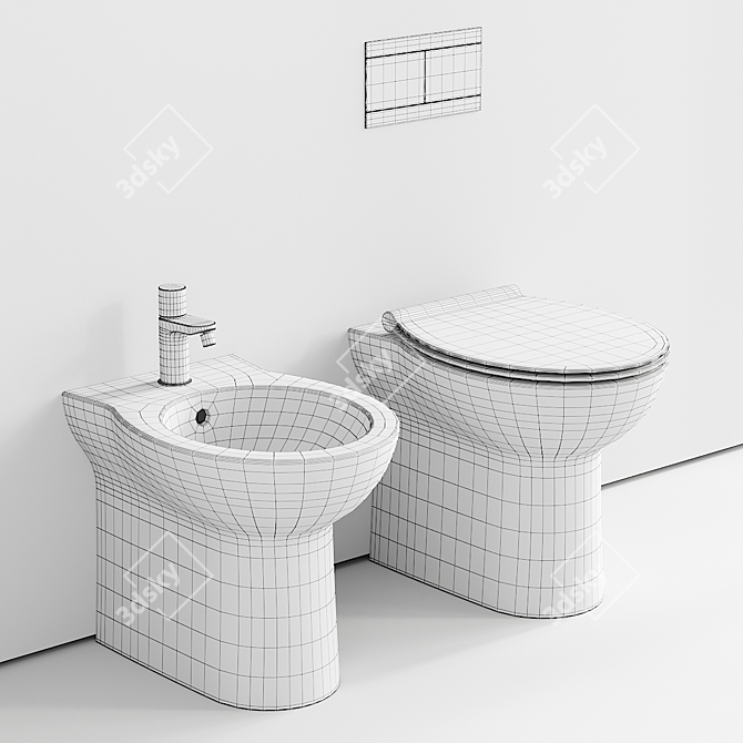 Modern Fast Ceramic Floor Toilet 3D model image 5