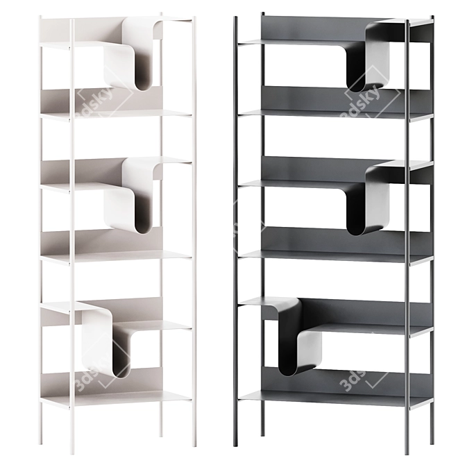 Modern Wave Bookshelf Collection 3D model image 1