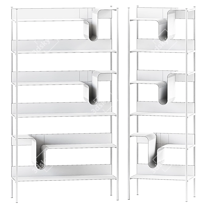 Modern Wave Bookshelf Collection 3D model image 3