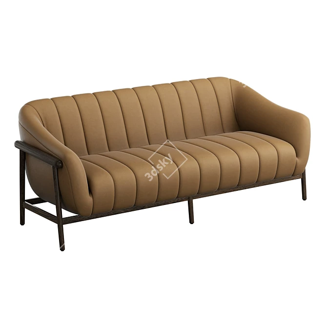Modern Tufted Leather Sofa 3D model image 1