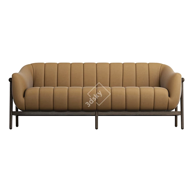 Modern Tufted Leather Sofa 3D model image 2
