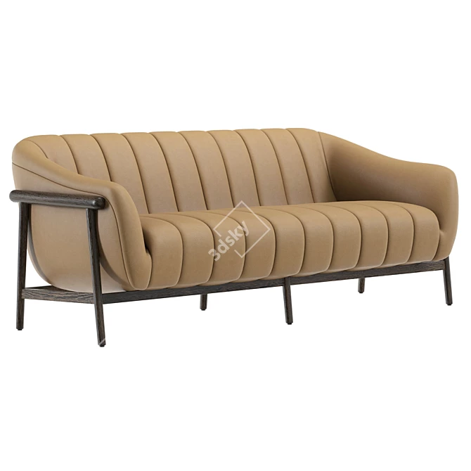 Modern Tufted Leather Sofa 3D model image 7