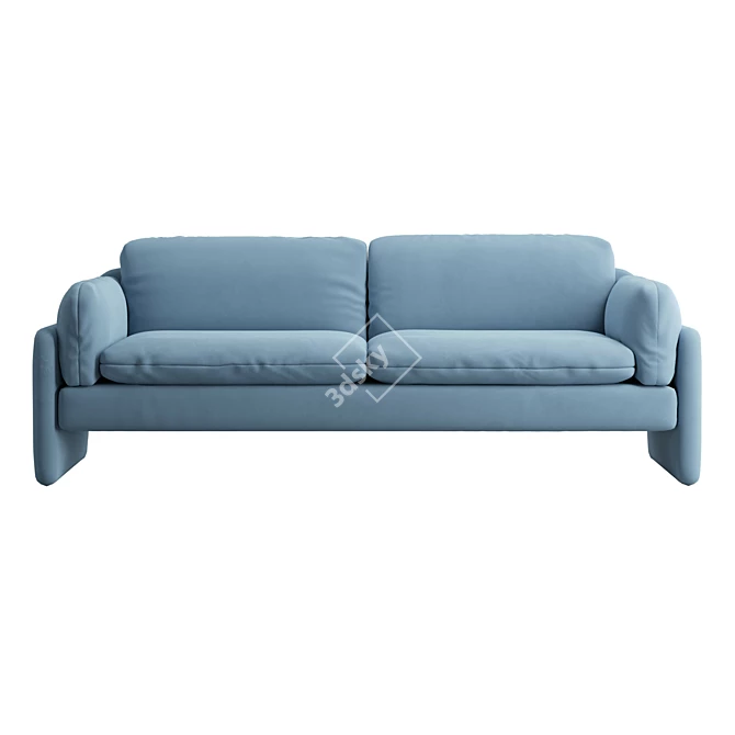 Relaxed Down-Filled Two-Cushion Sofa 3D model image 2