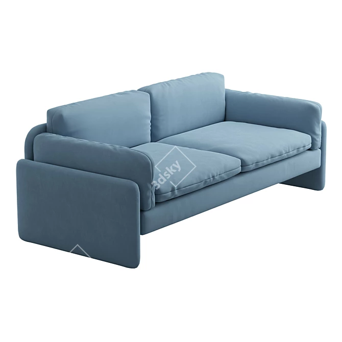 Relaxed Down-Filled Two-Cushion Sofa 3D model image 5