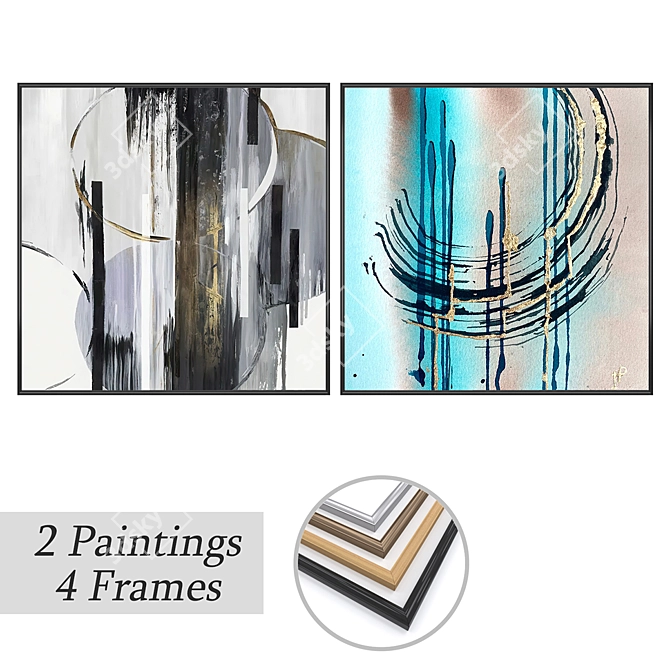 Wall Art Set with Frame Options 3D model image 1