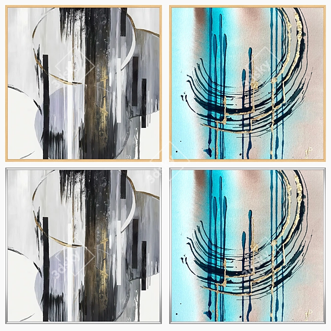 Wall Art Set with Frame Options 3D model image 3