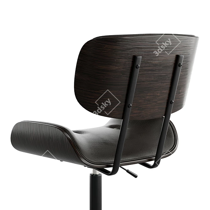 Luxe Adjustable Wood Desk Chair 3D model image 4