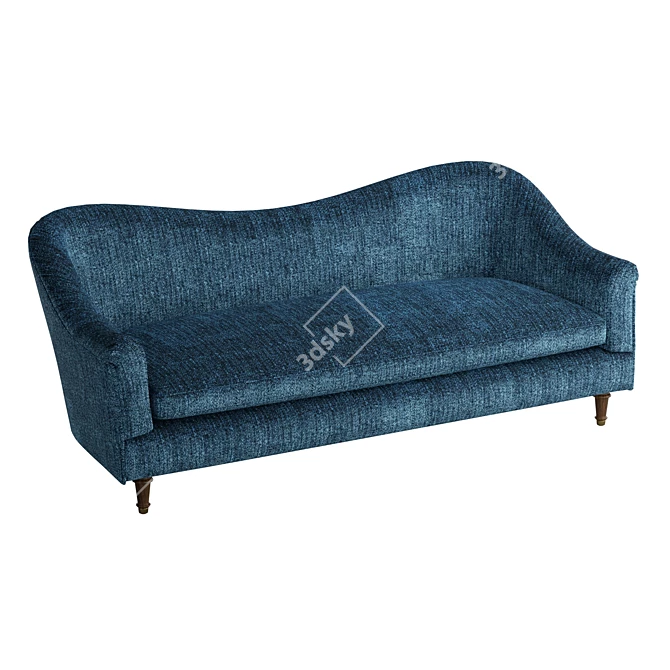 Elegant Camelback Three-Seater Sofa 3D model image 1