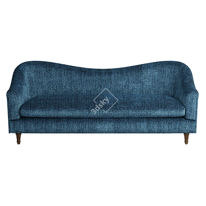 Elegant Camelback Three-Seater Sofa 3D model image 2