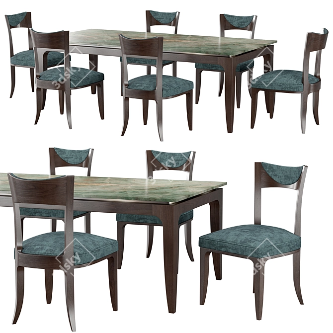Urban Black Ash Dining Set 3D model image 1