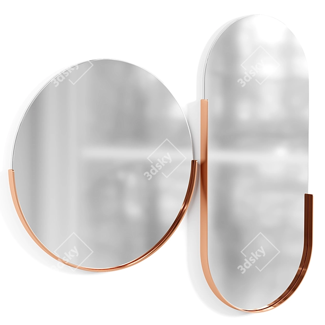 Chic Oval Gold Metal Mirror 3D model image 1