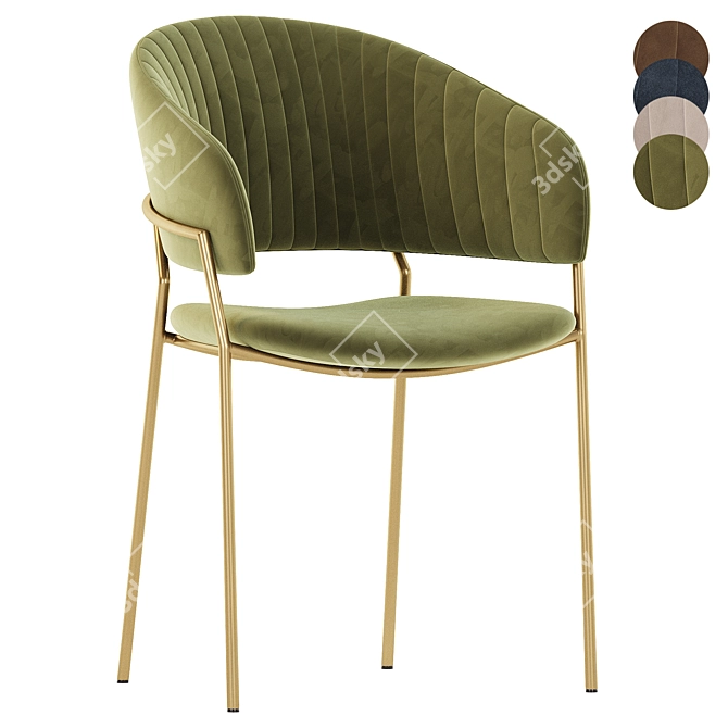 Modern Velvet Bar Chair Gold Legs 3D model image 1