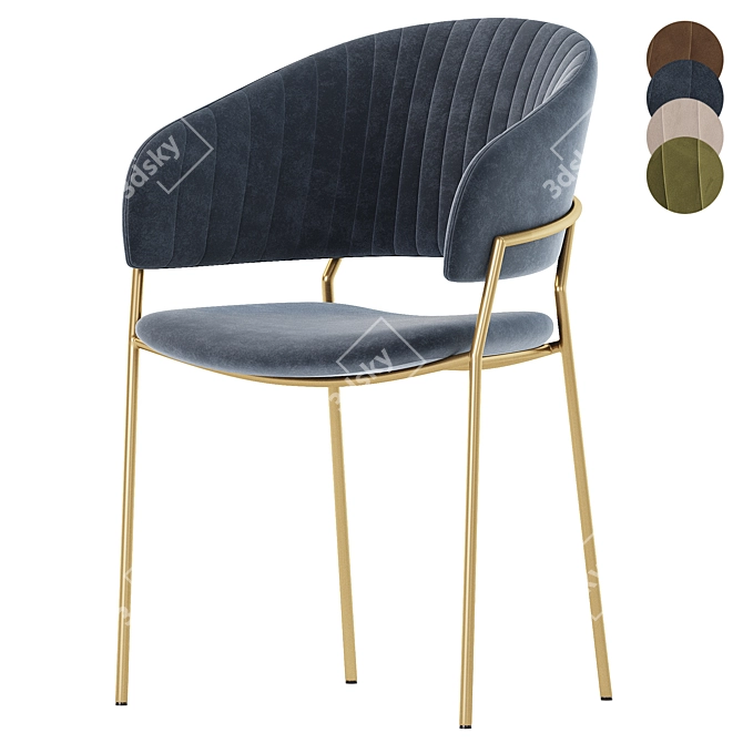 Modern Velvet Bar Chair Gold Legs 3D model image 3