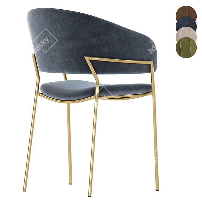 Modern Velvet Bar Chair Gold Legs 3D model image 6