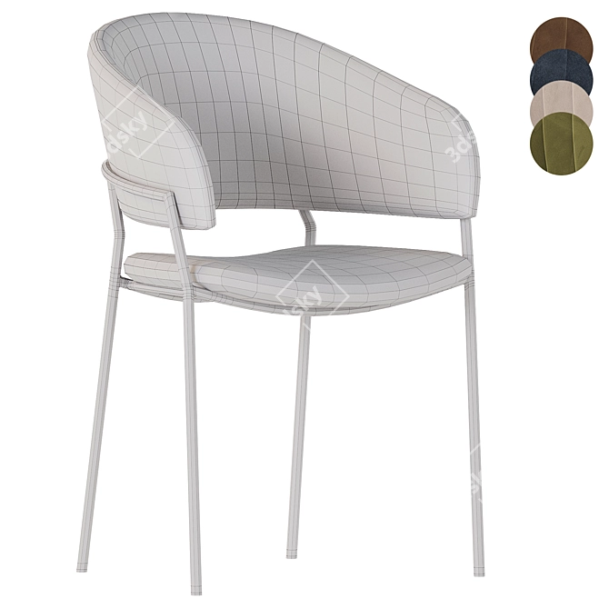 Modern Velvet Bar Chair Gold Legs 3D model image 7
