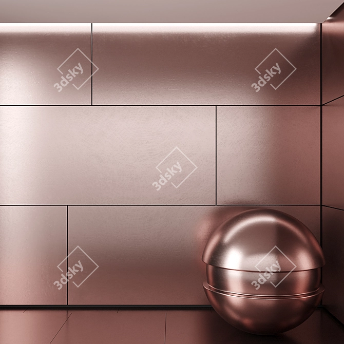 Seamless Brushed Copper Texture 3D model image 1