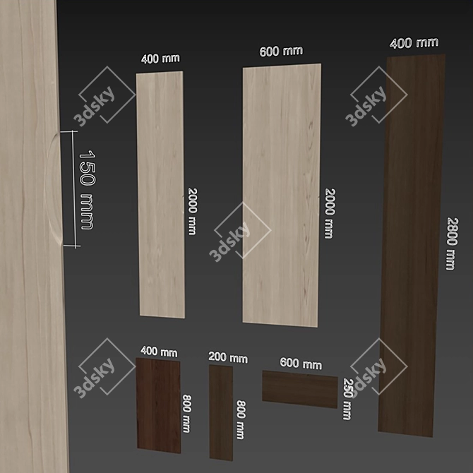 Premium Wood Cabinet Doors Set 3D model image 2