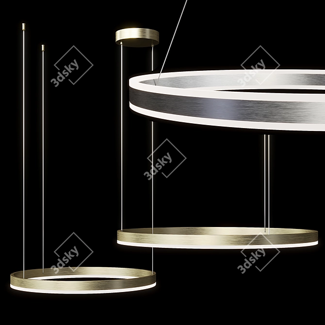 Indigo Galass Pendant Light Gold/Silver 3D model image 1