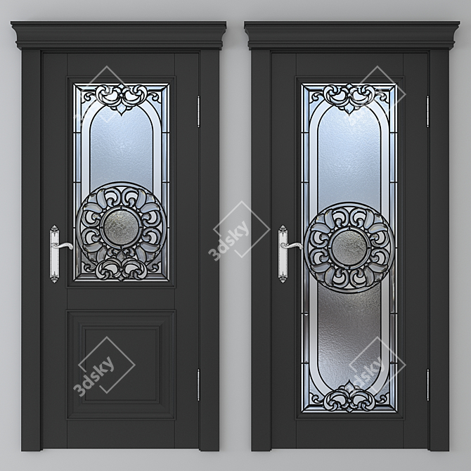 Stained Glass Door Set 3D model image 2