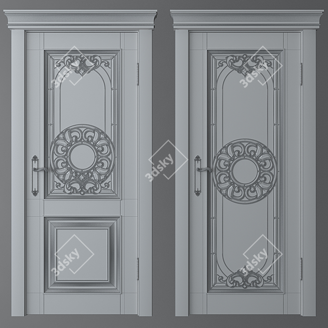 Stained Glass Door Set 3D model image 4